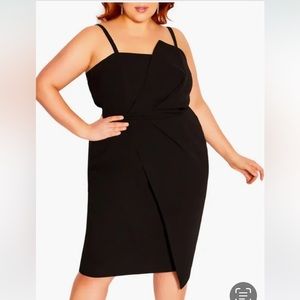 NWT City Chic black Asymmetrical detail cocktail dress size S/16